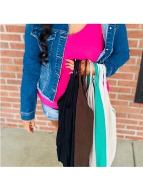 Zenana Outfitters 3 tanks- Hot Pink, Chocolate Brown & Taupe